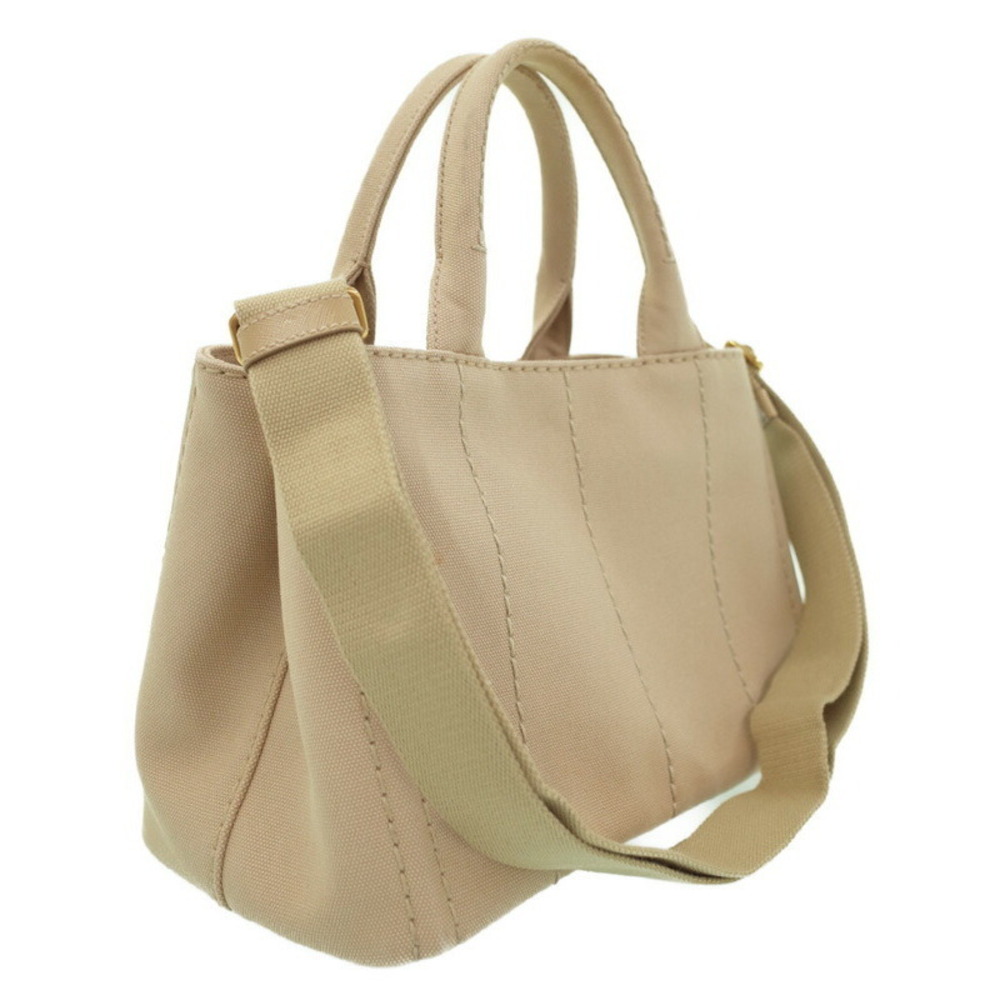 Prada handles top 2way canvas handbag Tote Canapa Tan